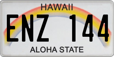 HI license plate ENZ144