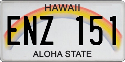 HI license plate ENZ151