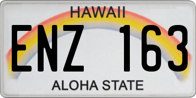 HI license plate ENZ163