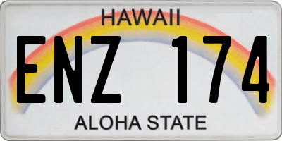 HI license plate ENZ174