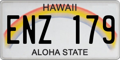 HI license plate ENZ179