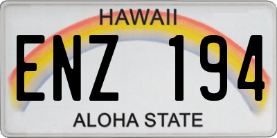 HI license plate ENZ194