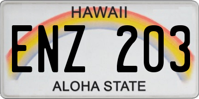 HI license plate ENZ203
