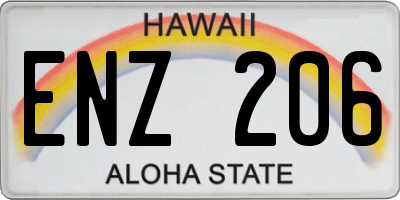 HI license plate ENZ206