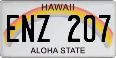 HI license plate ENZ207