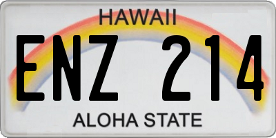 HI license plate ENZ214