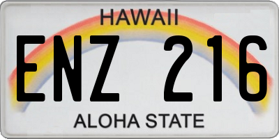 HI license plate ENZ216