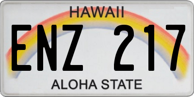 HI license plate ENZ217