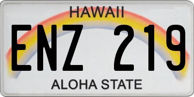HI license plate ENZ219