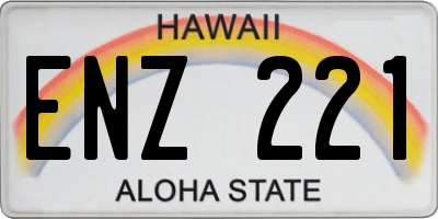 HI license plate ENZ221