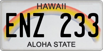 HI license plate ENZ233