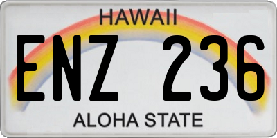 HI license plate ENZ236
