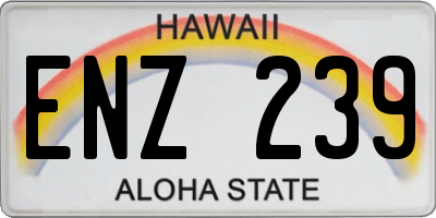 HI license plate ENZ239