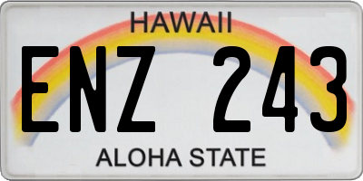 HI license plate ENZ243