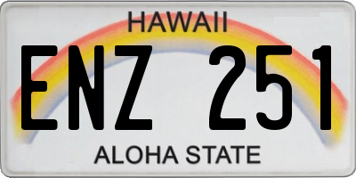 HI license plate ENZ251
