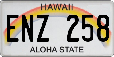HI license plate ENZ258