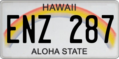 HI license plate ENZ287