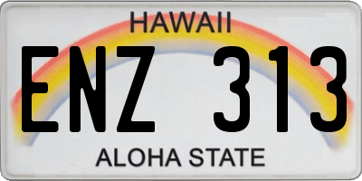 HI license plate ENZ313