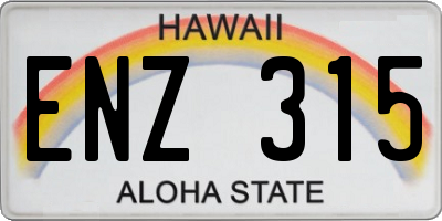 HI license plate ENZ315