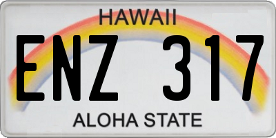HI license plate ENZ317