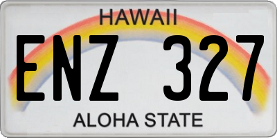 HI license plate ENZ327