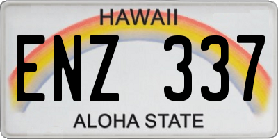HI license plate ENZ337