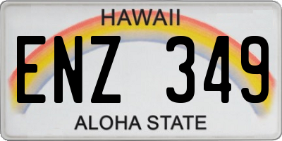 HI license plate ENZ349