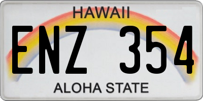 HI license plate ENZ354
