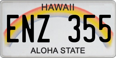 HI license plate ENZ355