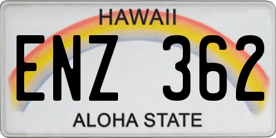 HI license plate ENZ362