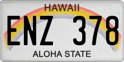HI license plate ENZ378