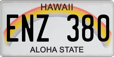 HI license plate ENZ380