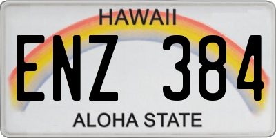 HI license plate ENZ384