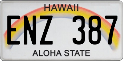 HI license plate ENZ387