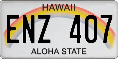 HI license plate ENZ407