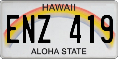 HI license plate ENZ419
