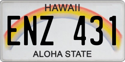 HI license plate ENZ431