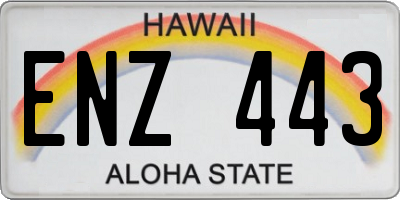 HI license plate ENZ443