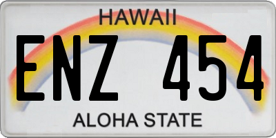 HI license plate ENZ454