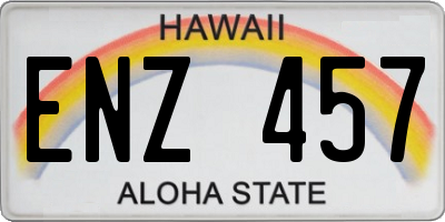 HI license plate ENZ457
