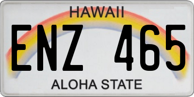 HI license plate ENZ465