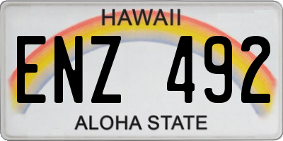 HI license plate ENZ492