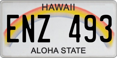 HI license plate ENZ493
