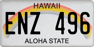 HI license plate ENZ496