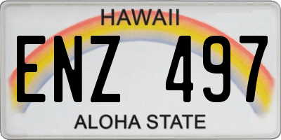 HI license plate ENZ497