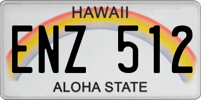 HI license plate ENZ512