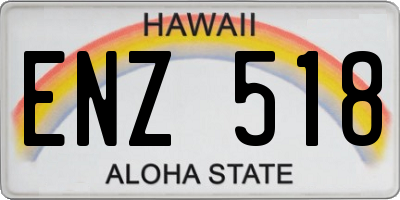 HI license plate ENZ518