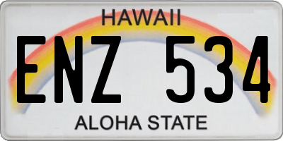 HI license plate ENZ534