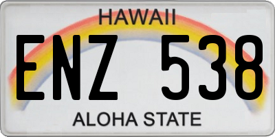 HI license plate ENZ538