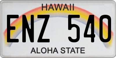 HI license plate ENZ540